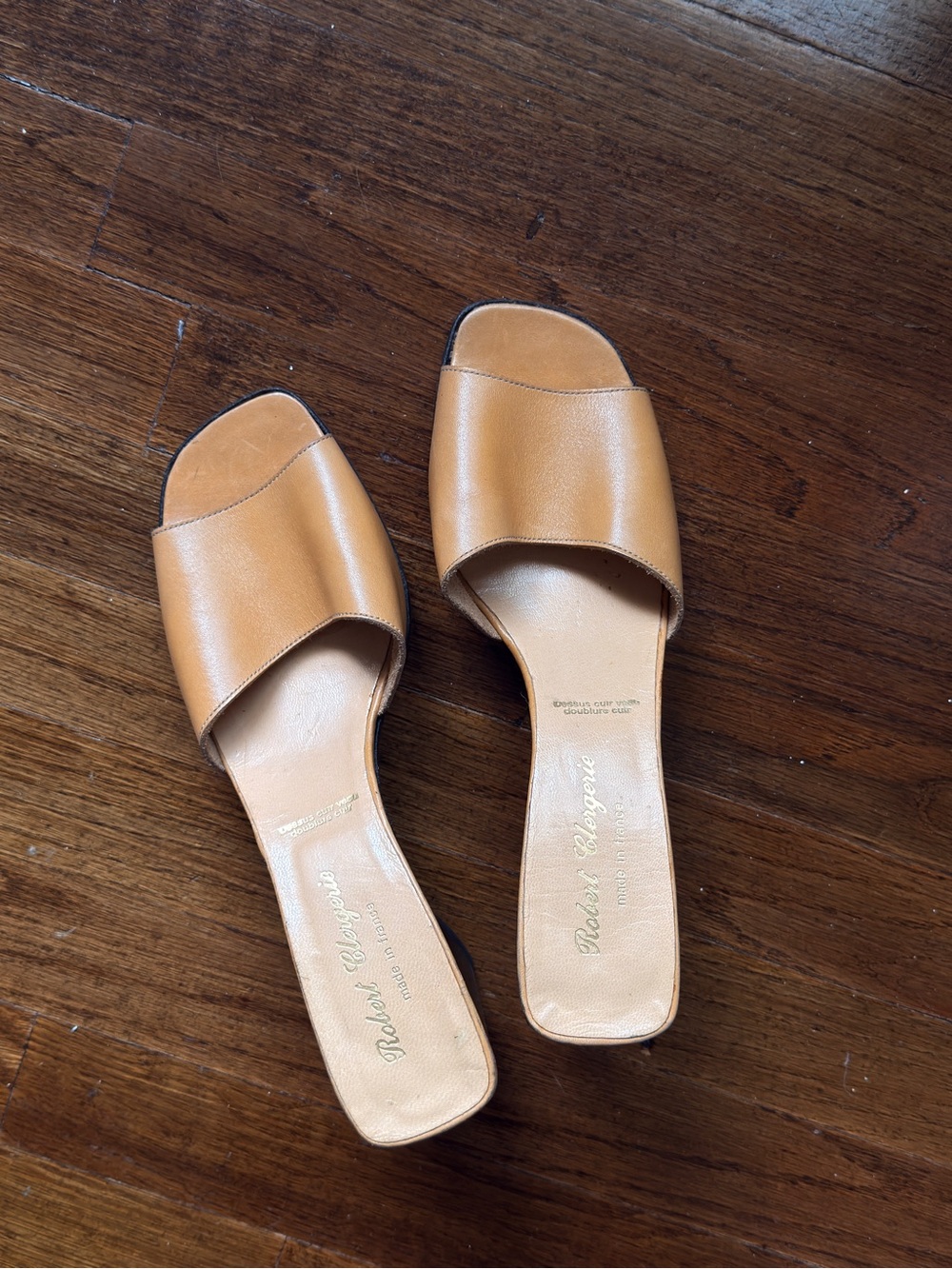 Robert Clergerie Tan Leather Open-Front Mules